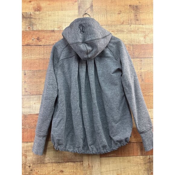 Lululemon Gray Full-Zip Hoodie With Thumbholes & Hood Size 10 - Picture 5 of 8